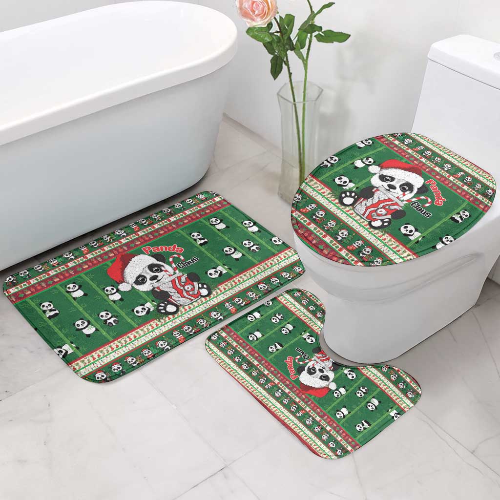 Cute Panda Claus Christmas Bathroom Set Panda Santa Claus - Wonder Print Shop