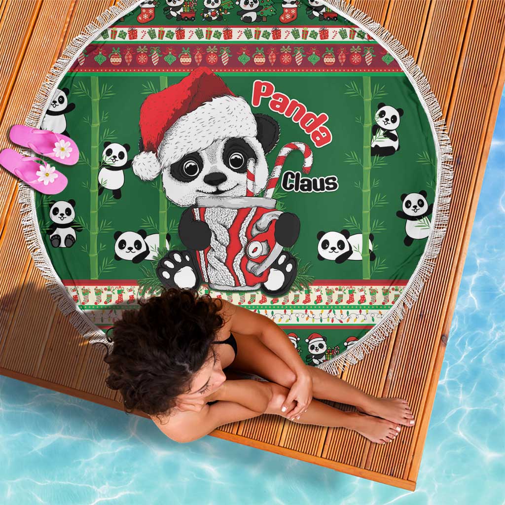 Cute Panda Claus Christmas Beach Blanket Panda Santa Claus - Wonder Print Shop