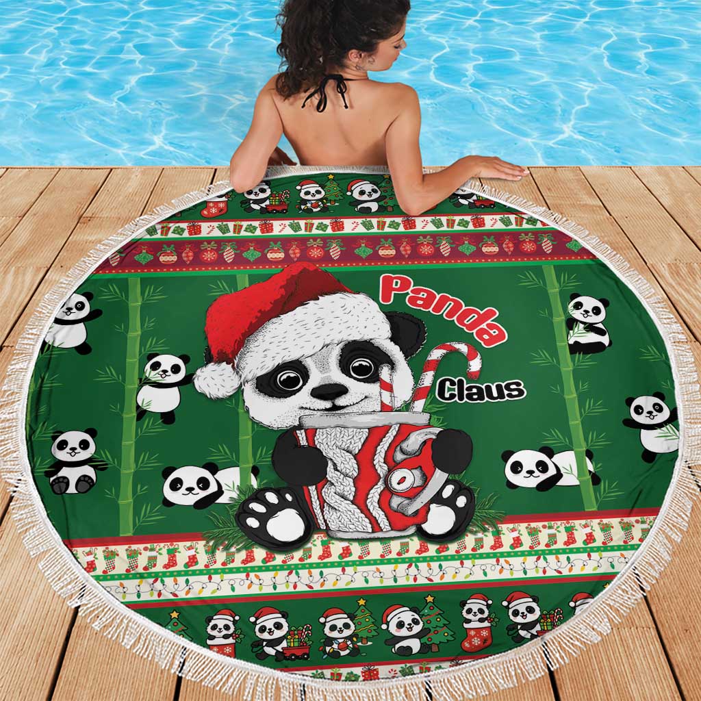 Cute Panda Claus Christmas Beach Blanket Panda Santa Claus - Wonder Print Shop