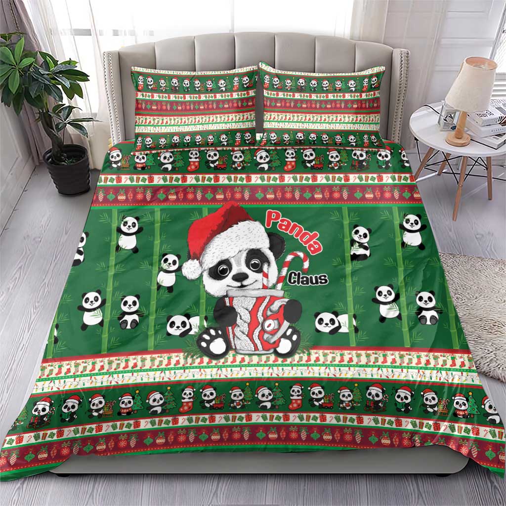 Cute Panda Claus Christmas Bedding Set Panda Santa Claus - Wonder Print Shop