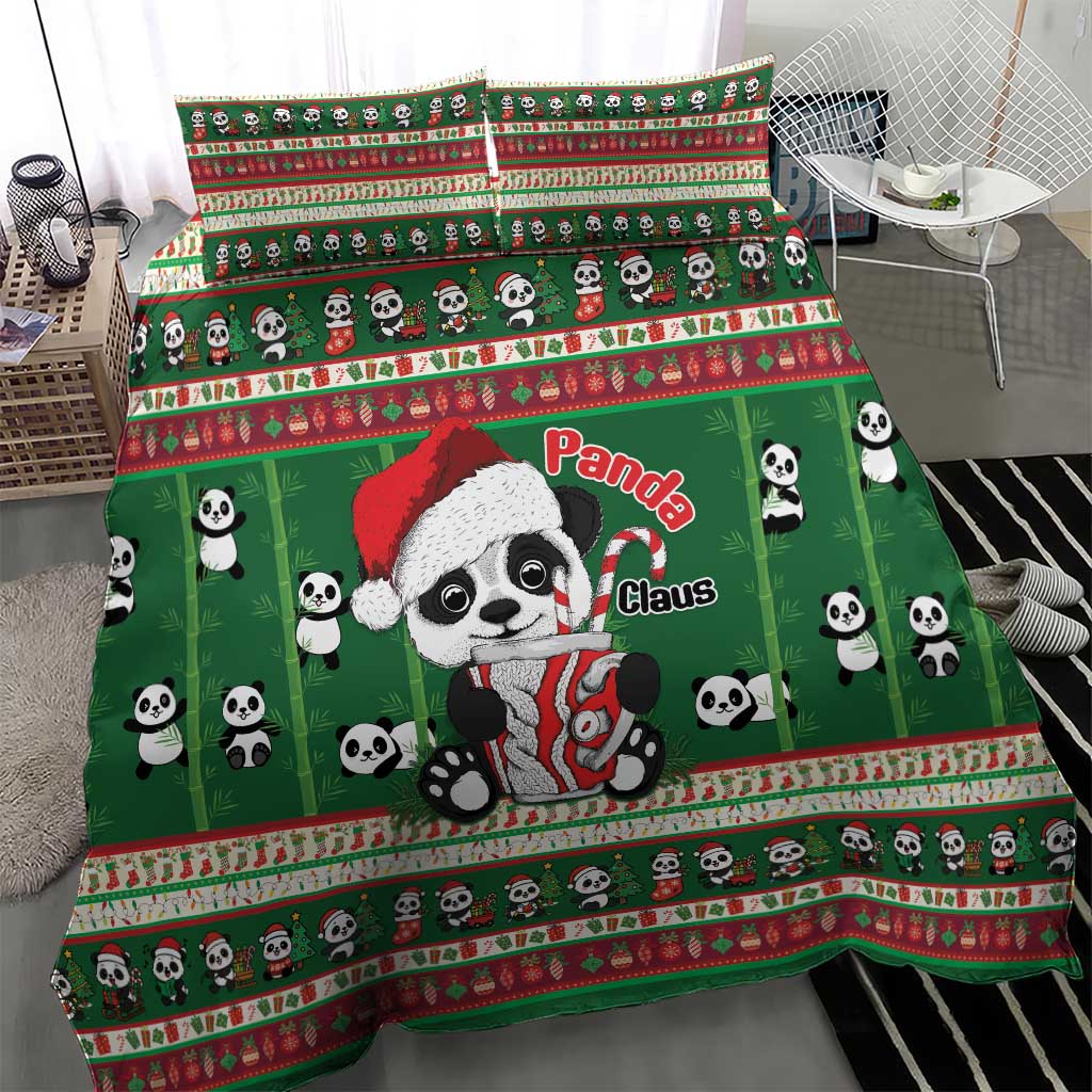 Cute Panda Claus Christmas Bedding Set Panda Santa Claus - Wonder Print Shop