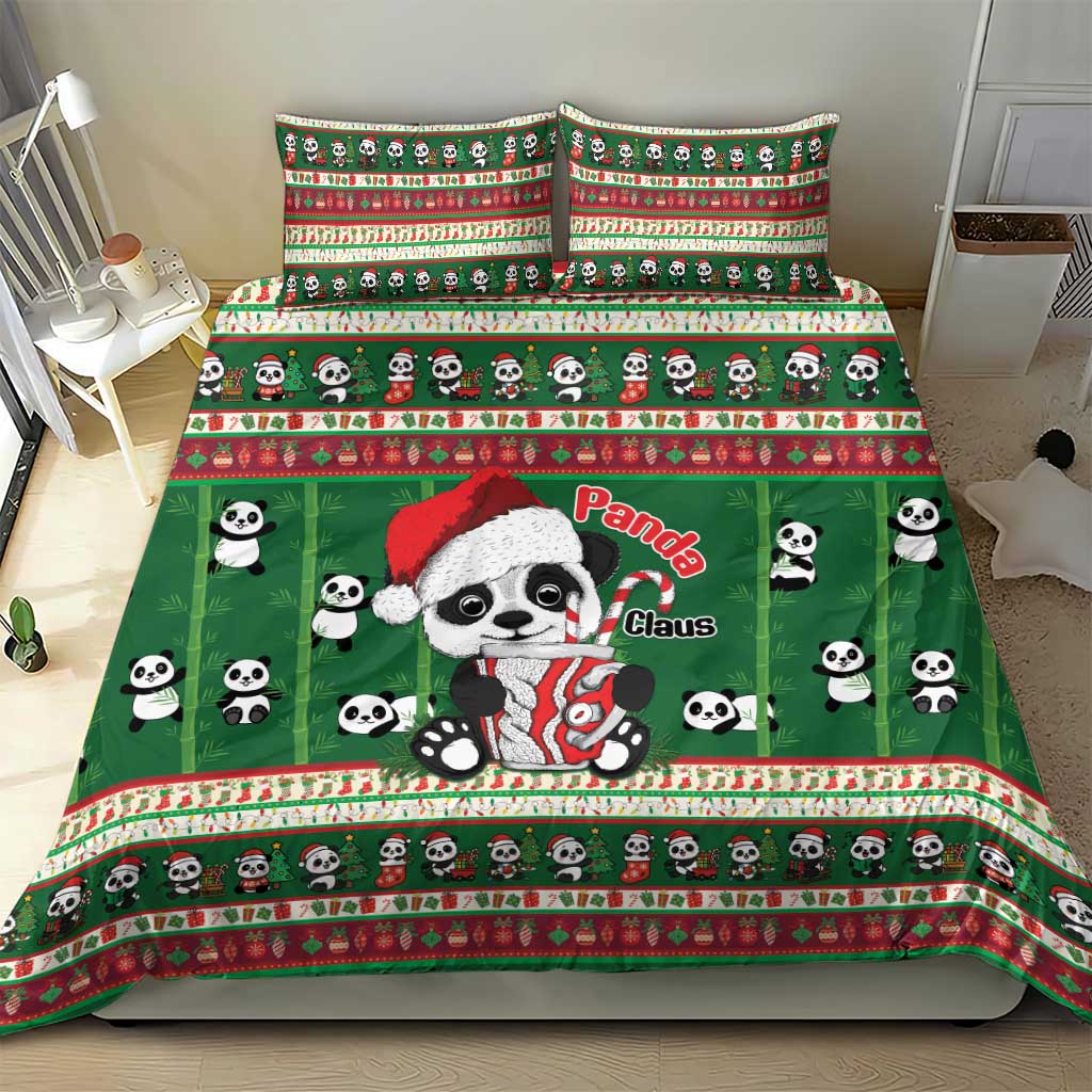 Cute Panda Claus Christmas Bedding Set Panda Santa Claus - Wonder Print Shop