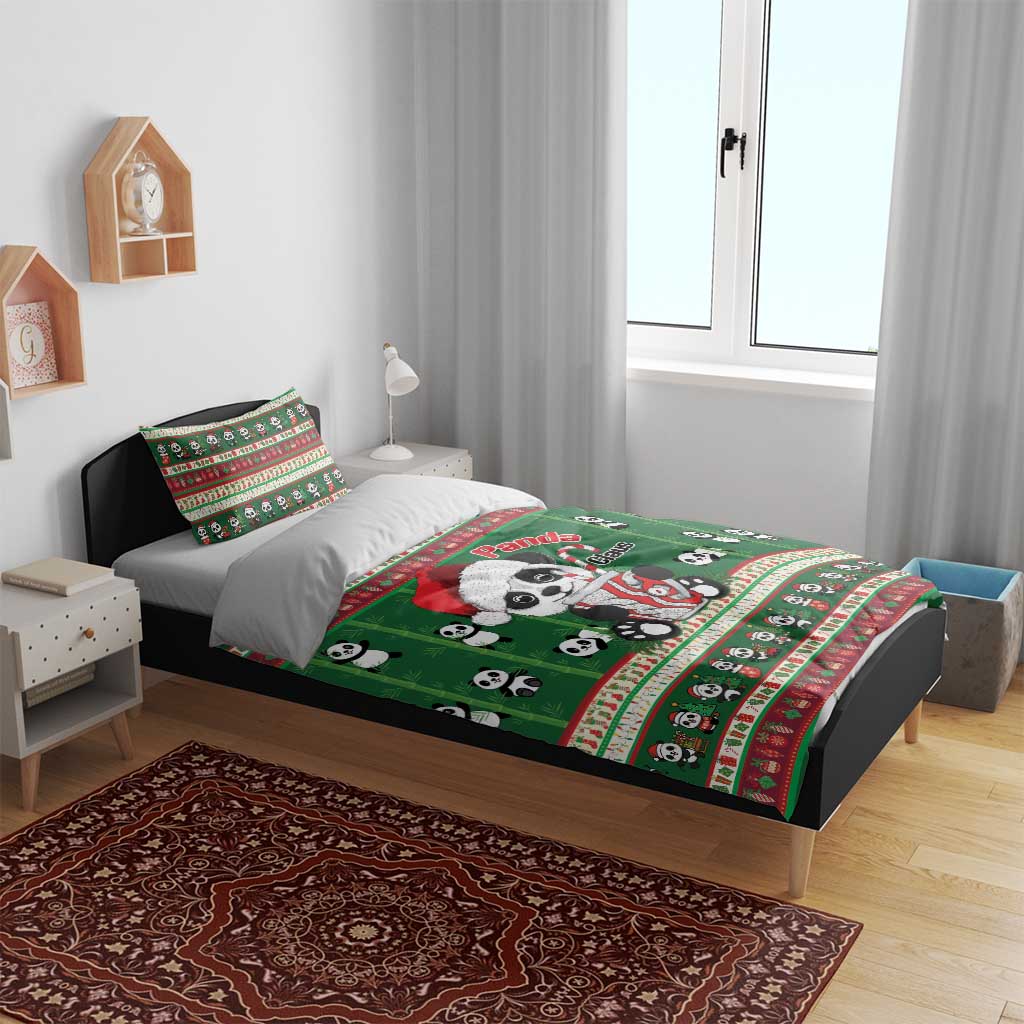 Cute Panda Claus Christmas Bedding Set Panda Santa Claus - Wonder Print Shop