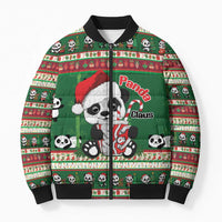 Cute Panda Claus Christmas Bomber Puffer Jacket Panda Santa Claus - Wonder Print Shop