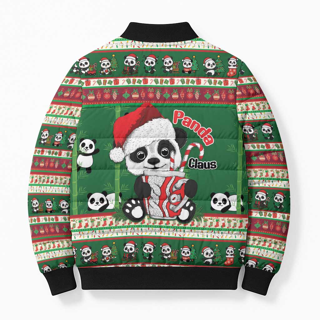 Cute Panda Claus Christmas Bomber Puffer Jacket Panda Santa Claus - Wonder Print Shop