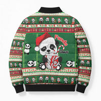 Cute Panda Claus Christmas Bomber Puffer Jacket Panda Santa Claus - Wonder Print Shop