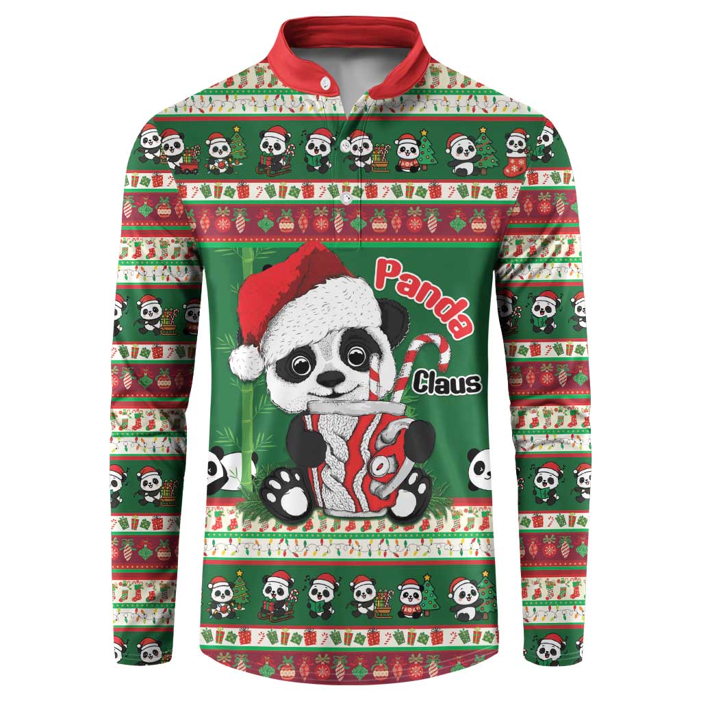 Cute Panda Claus Christmas Button Sweatshirt Panda Santa Claus - Wonder Print Shop