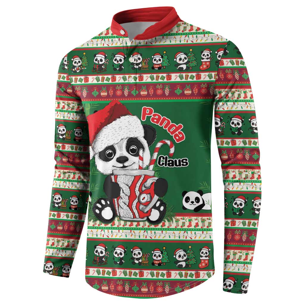 Cute Panda Claus Christmas Button Sweatshirt Panda Santa Claus - Wonder Print Shop