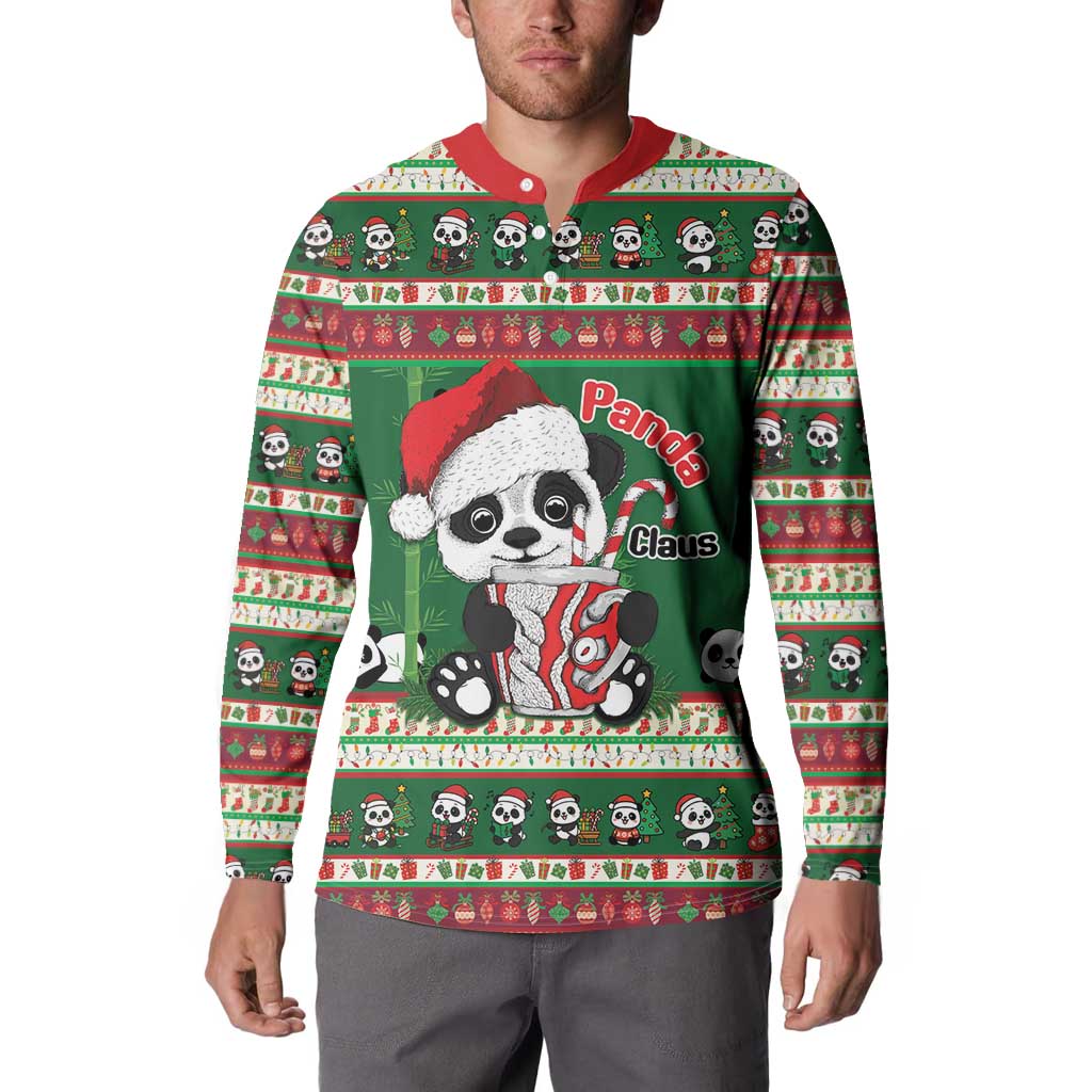 Cute Panda Claus Christmas Button Sweatshirt Panda Santa Claus - Wonder Print Shop