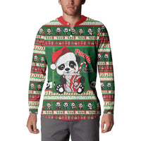 Cute Panda Claus Christmas Button Sweatshirt Panda Santa Claus - Wonder Print Shop