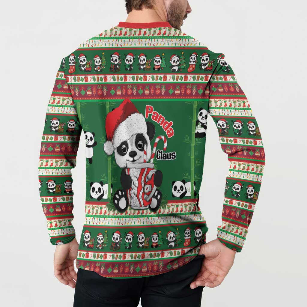 Cute Panda Claus Christmas Button Sweatshirt Panda Santa Claus - Wonder Print Shop