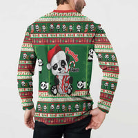 Cute Panda Claus Christmas Button Sweatshirt Panda Santa Claus - Wonder Print Shop