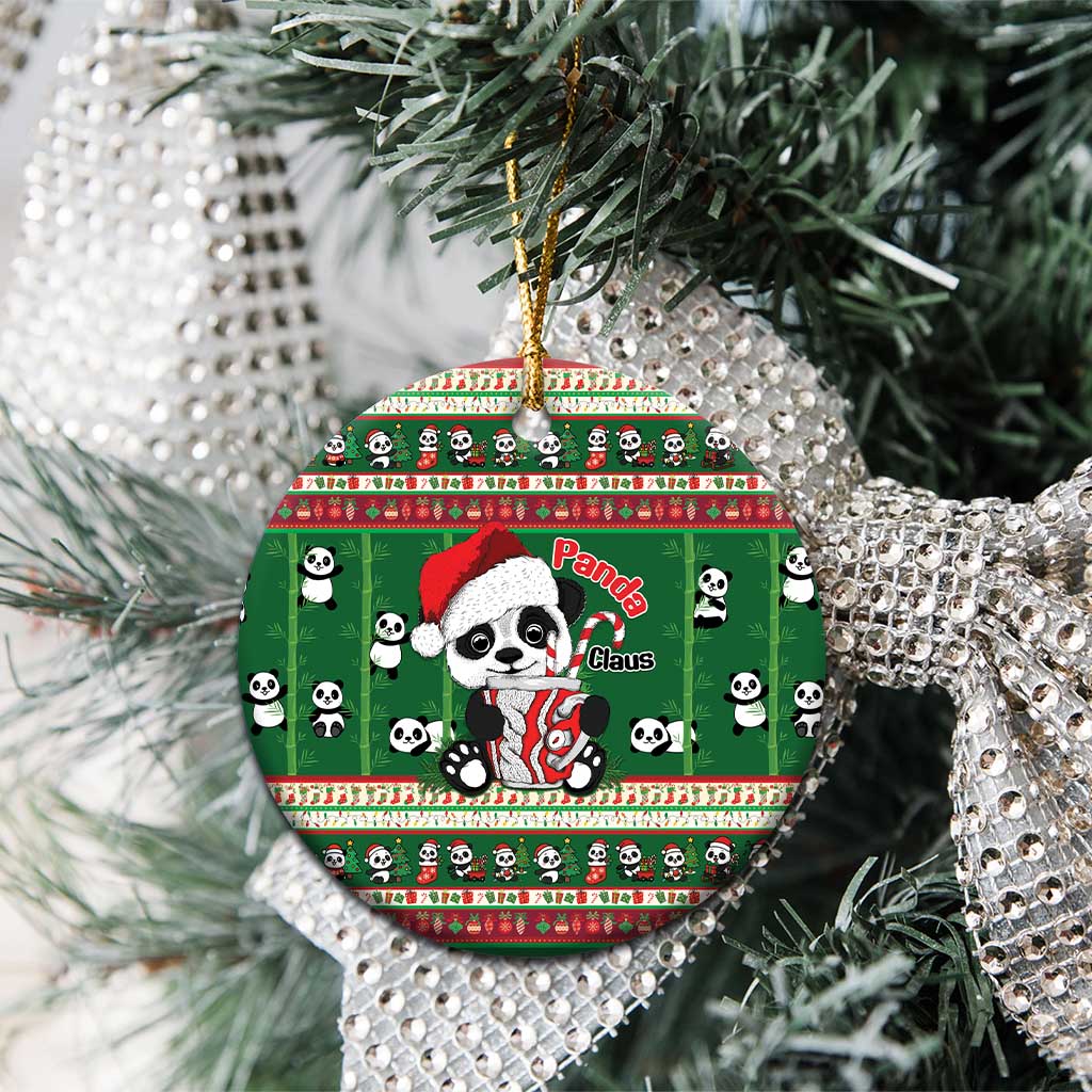 Cute Panda Claus Christmas Ceramic Ornament Panda Santa Claus - Wonder Print Shop