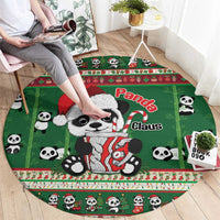 Cute Panda Claus Christmas Round Carpet Panda Santa Claus - Wonder Print Shop