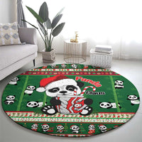 Cute Panda Claus Christmas Round Carpet Panda Santa Claus - Wonder Print Shop