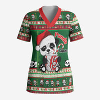 Cute Panda Claus Christmas Scrub Top Panda Santa Claus - Wonder Print Shop