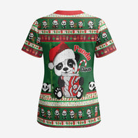 Cute Panda Claus Christmas Scrub Top Panda Santa Claus - Wonder Print Shop