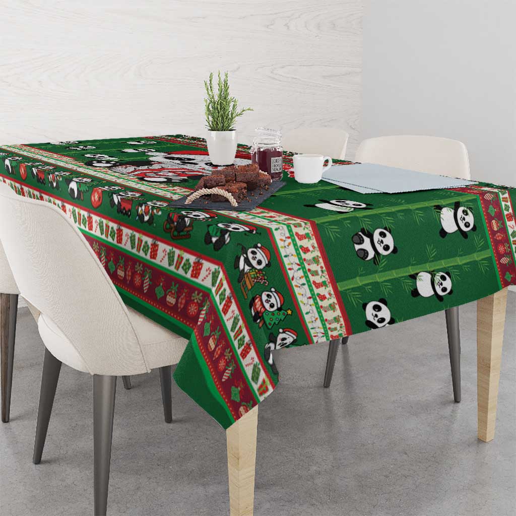 Cute Panda Claus Christmas Tablecloth Panda Santa Claus - Wonder Print Shop