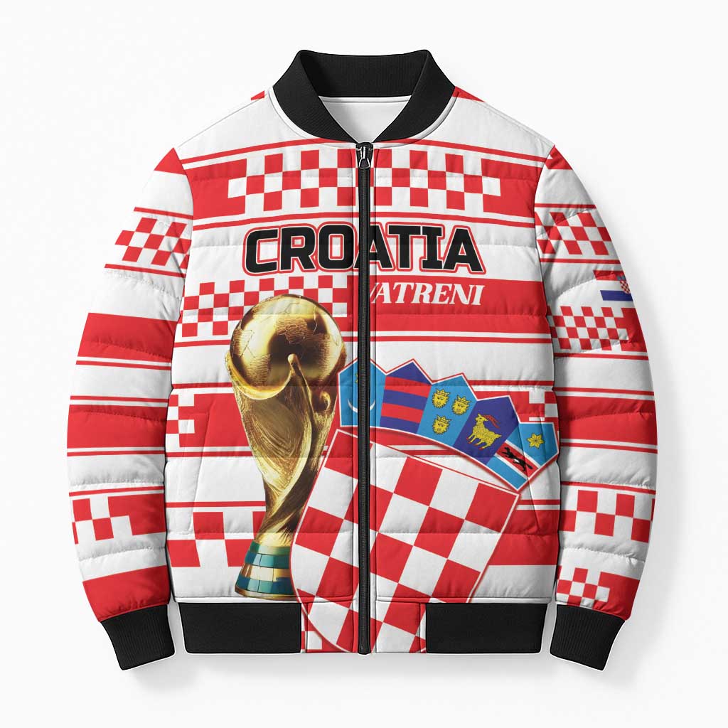 Custom World Football Croatia 2026 Bomber Puffer Jacket Vatreni Hrabar Broj - Wonder Print Shop