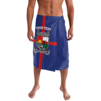 Blue personalized coat of arms print shorts with drawstring waist