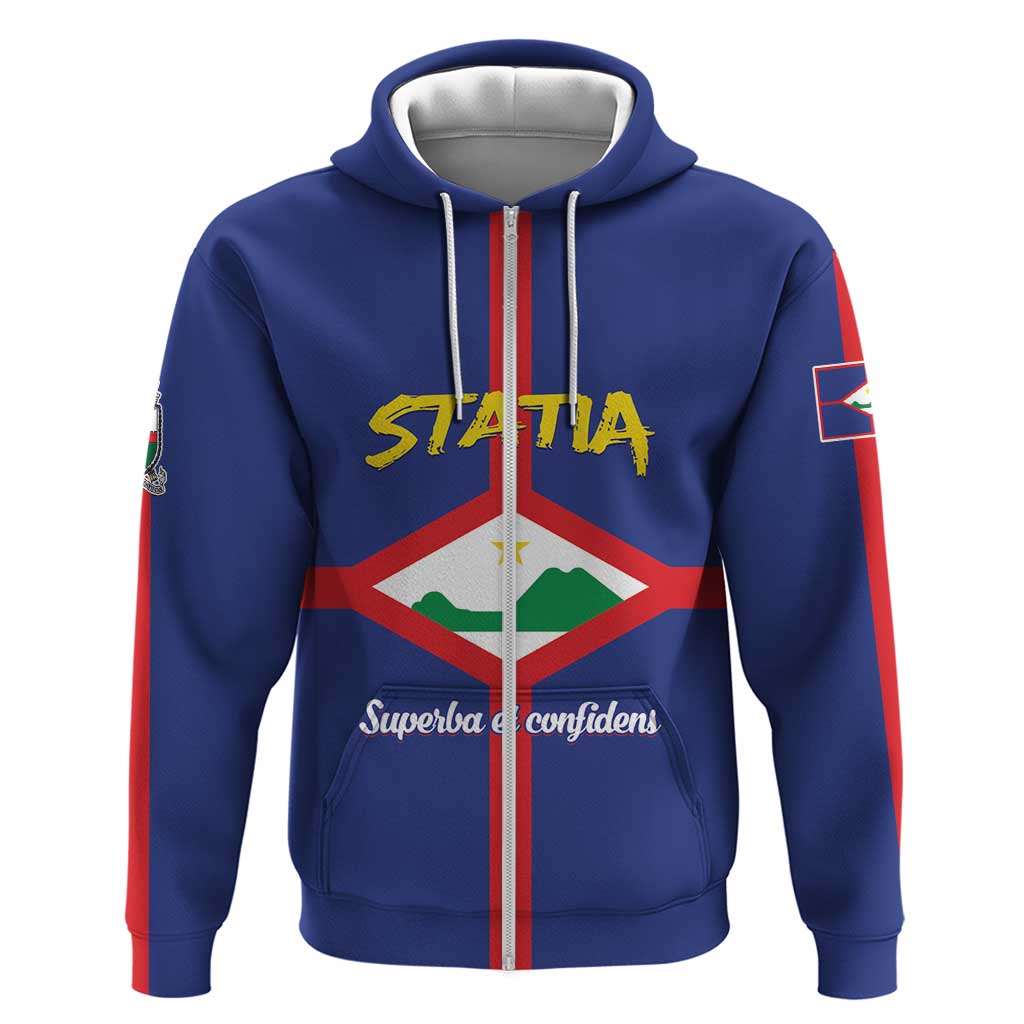 Personalised Statia Zip Hoodie Sint Eustatius Coat Of Arms - Wonder Print Shop