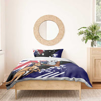 Koala and kangaroo duvet bedding set with pillow, navy and red Australian flag design