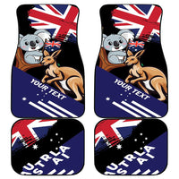 Car floor mat set with koala and kangaroo on Australia flag, purple and black graphics