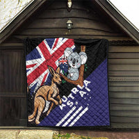 Quilted wall-hanging blanket with Australia flag, koala and kangaroo graphic