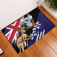 Rubber doormat with koala and kangaroo, Australian flag design and 'AUSTRALIA' on purple