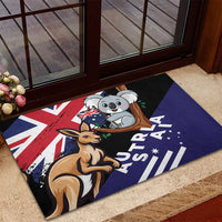 Rubber doormat with koala and kangaroo, stars and 'AUSTRALIA' text on dark purple