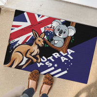 Rubber doormat with koala and kangaroo, Australian flag and 'AUSTRALIA' lettering on purple