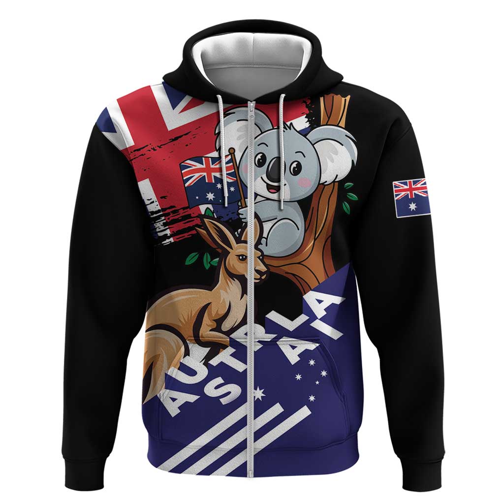 Personalised Australia Kangaroo Koala Together Zip Hoodie Special Edition - Wonder Print Shop