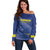 Custom Curacao Football Off Shoulder Sweater La Familia Azul Go Champion