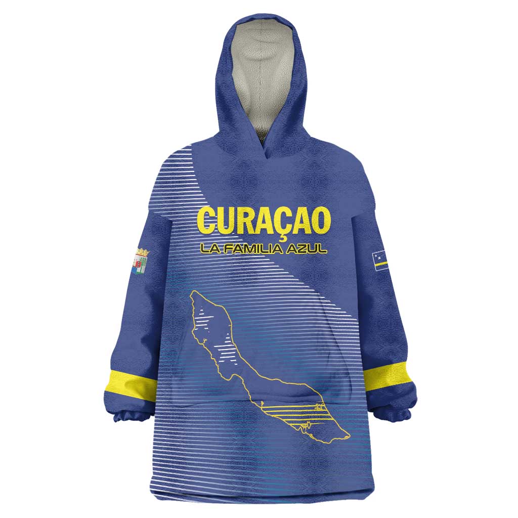 Custom Curacao Football Wearable Blanket Hoodie La Familia Azul Go Champion