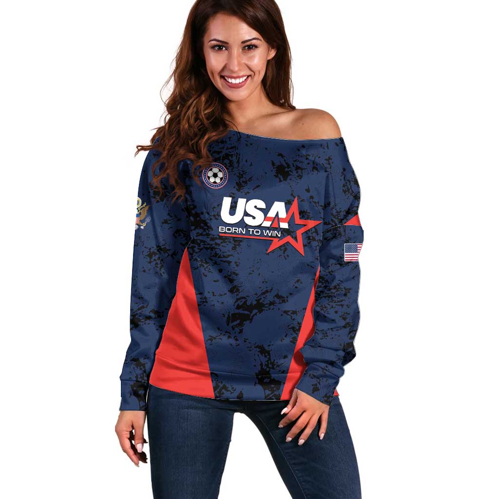 Custom USA Soccer Team Off Shoulder Sweater Born To Win