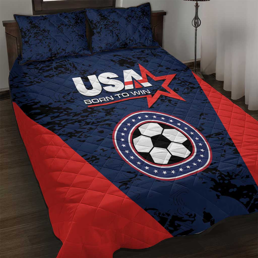 USA Soccer Team Quilt Bed Set Born To Win