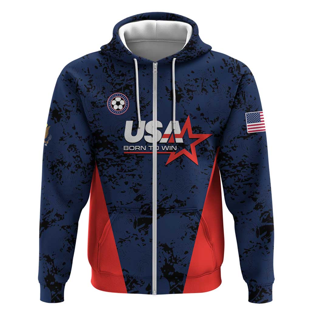 Custom USA Soccer Team Zip Hoodie Born To Win