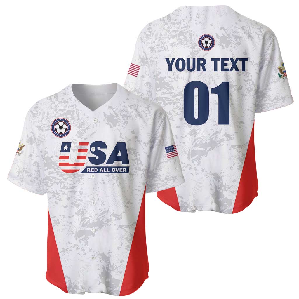 Custom USA Soccer Team Baseball Jersey Red All Over