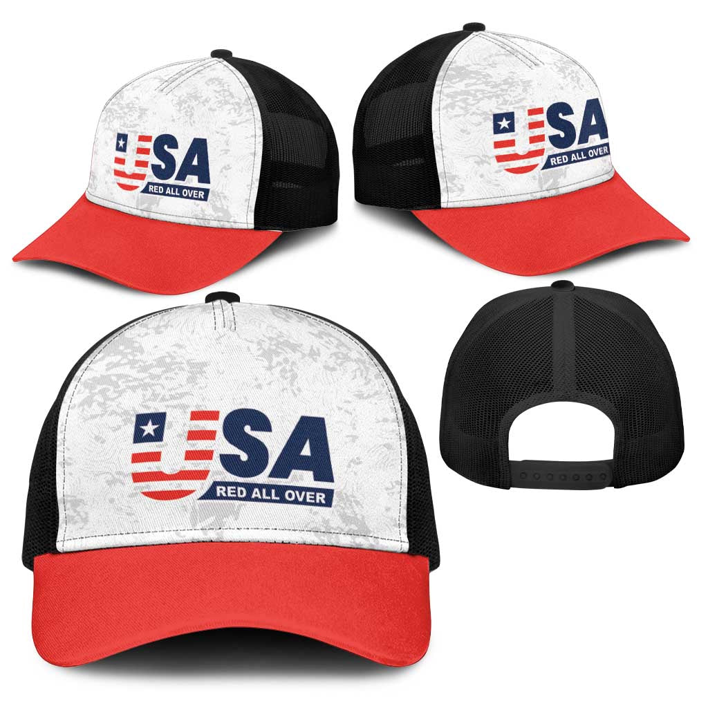 USA Soccer Team Baseball Net Cap Red All Over - Wonder Print Shop