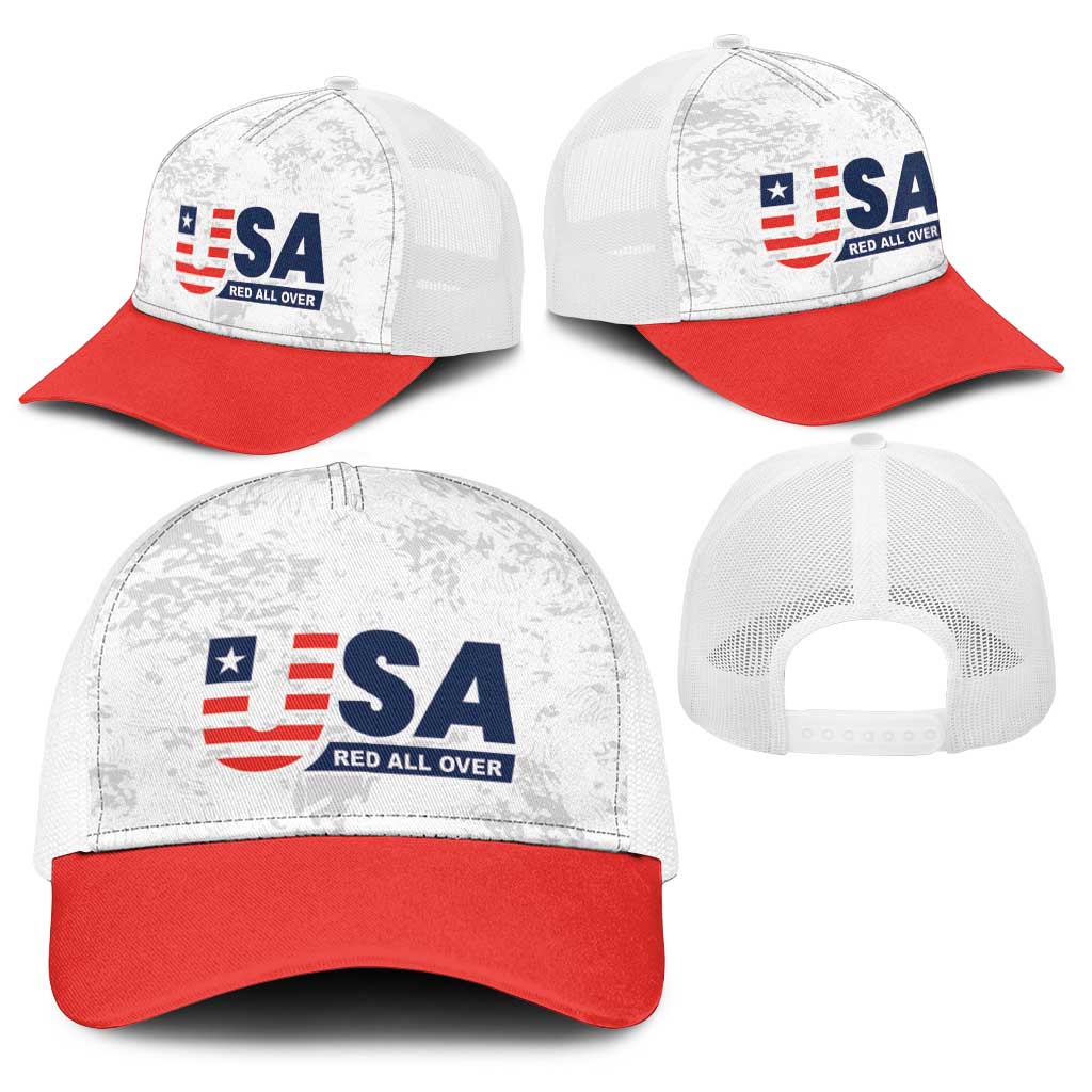 USA Soccer Team Baseball Net Cap Red All Over - Wonder Print Shop