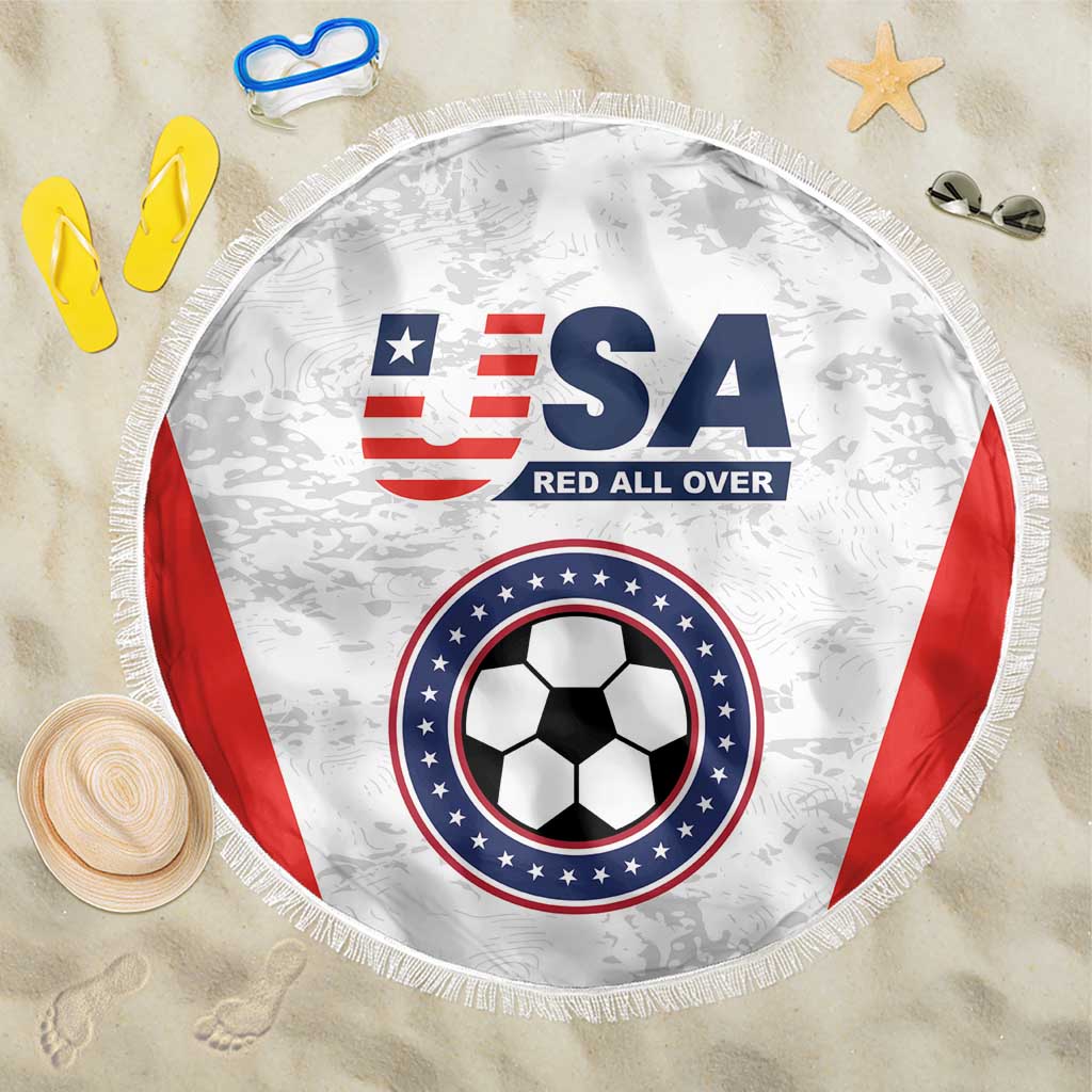 USA Soccer Team Beach Blanket Red All Over