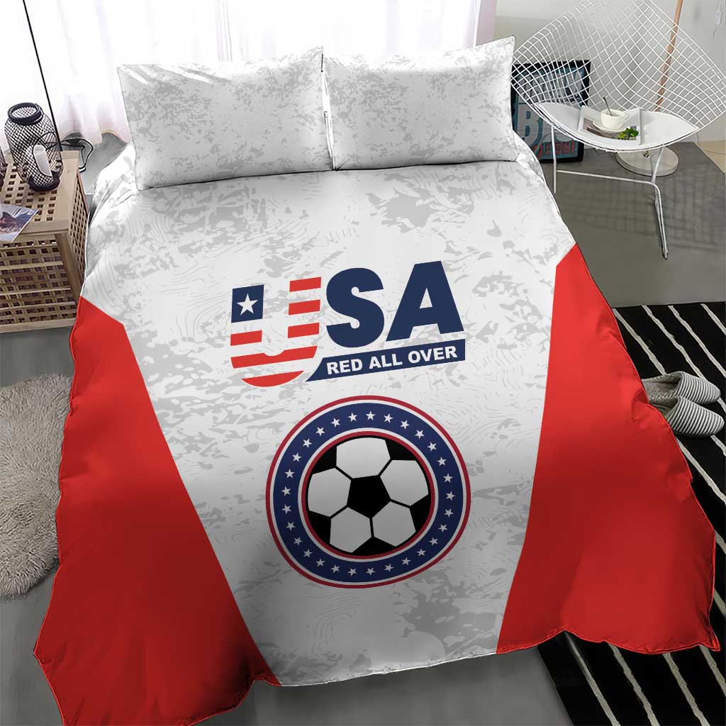 USA Soccer Team Bedding Set Red All Over