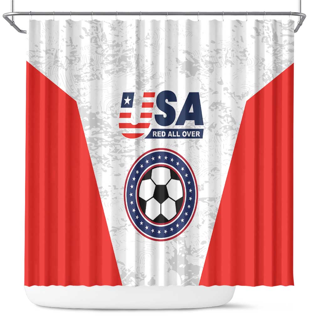 USA Soccer Team Shower Curtain Red All Over