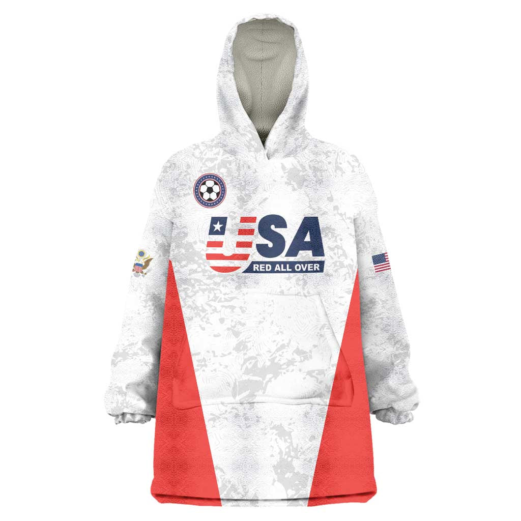 Custom USA Soccer Team Wearable Blanket Hoodie Red All Over