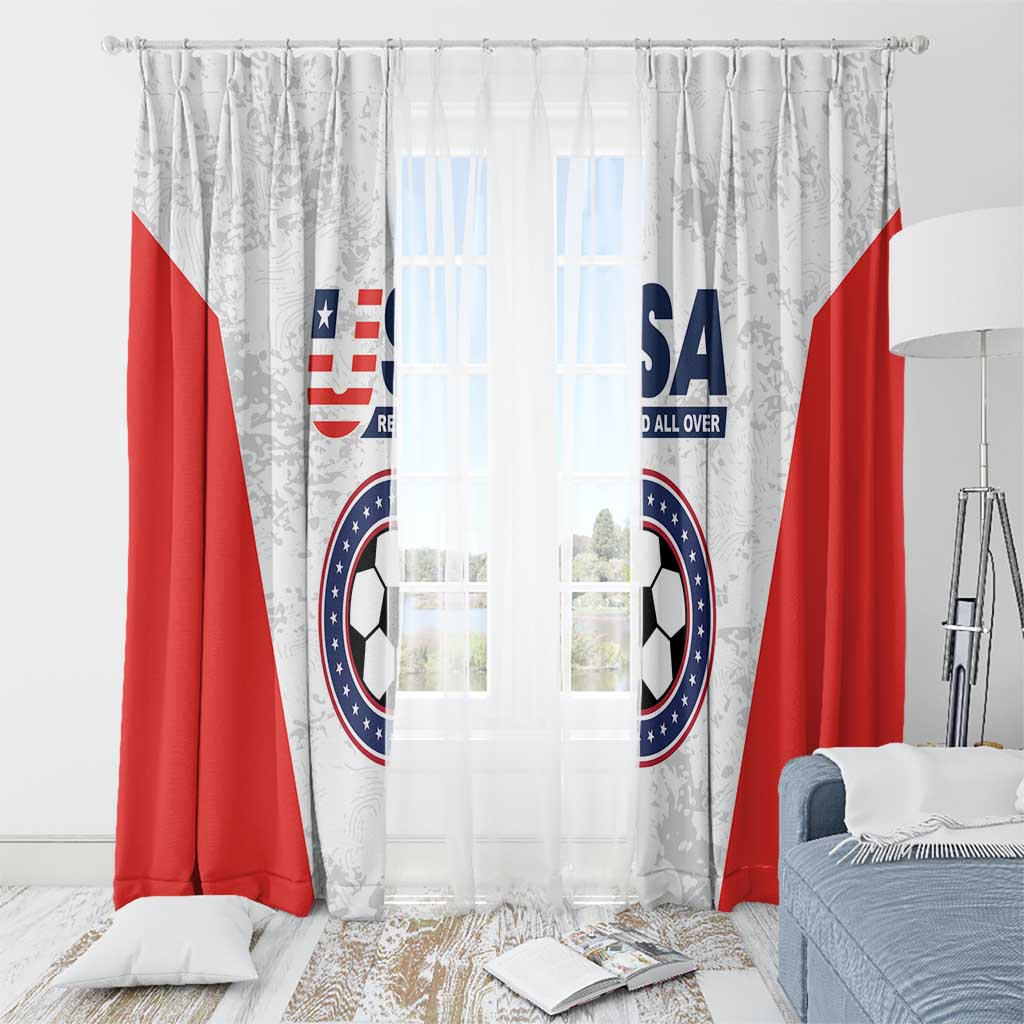 USA Soccer Team Window Curtain Red All Over