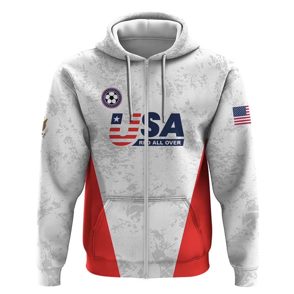 Custom USA Soccer Team Zip Hoodie Red All Over