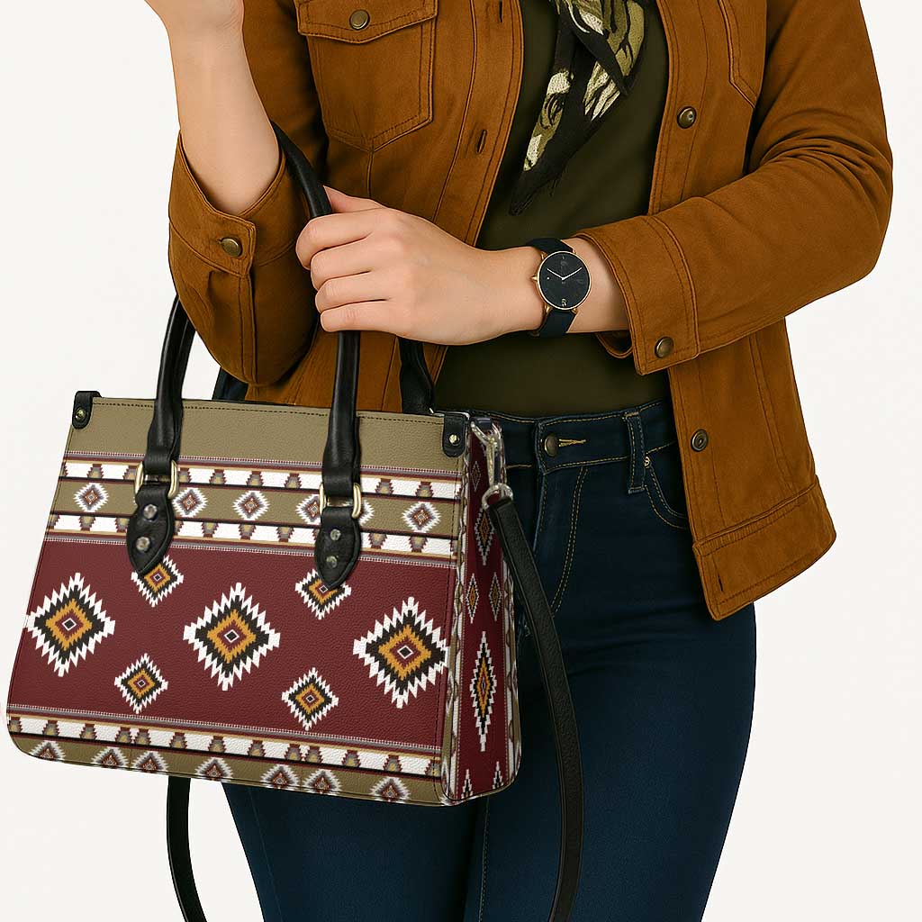 Native American Navajo Leather Bag Tribal Pattern