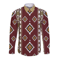 Native American Navajo Long Sleeve Button Shirt Tribal Pattern