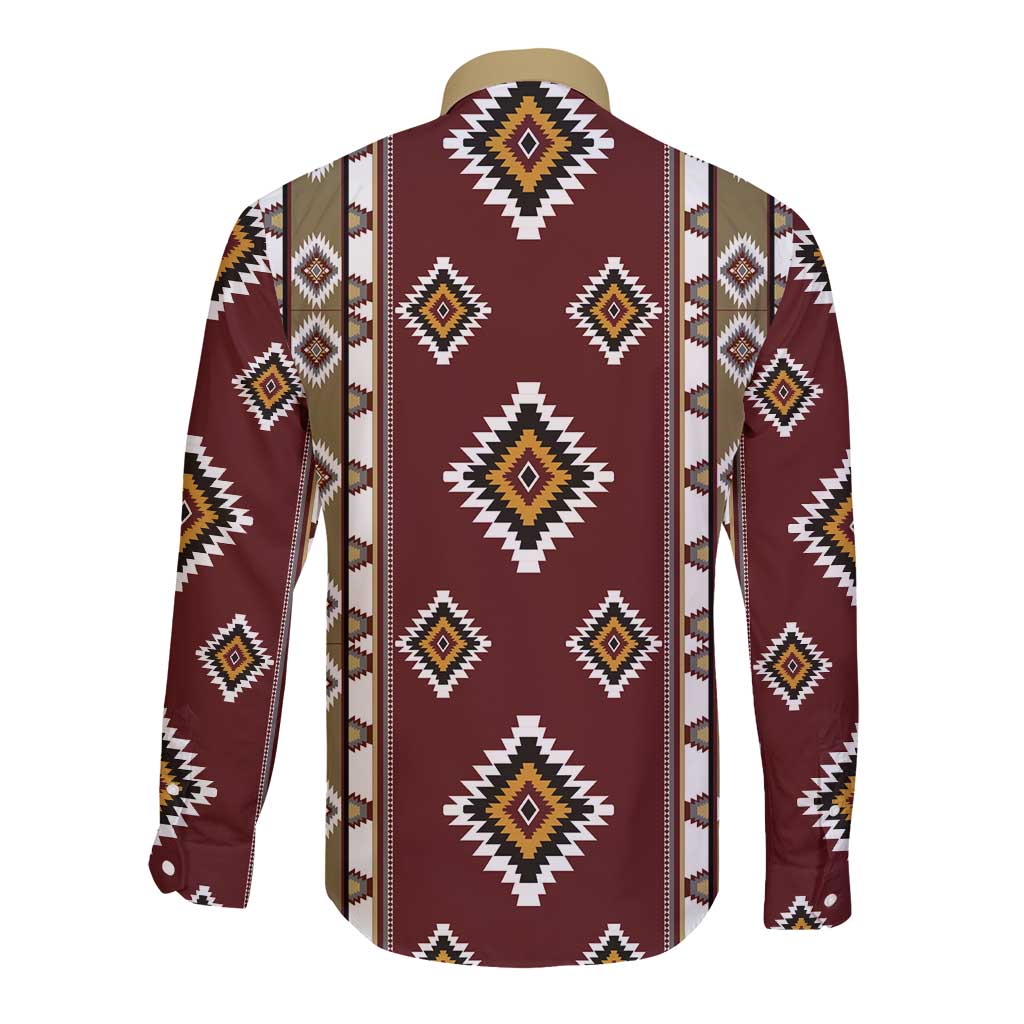 Native American Navajo Long Sleeve Button Shirt Tribal Pattern
