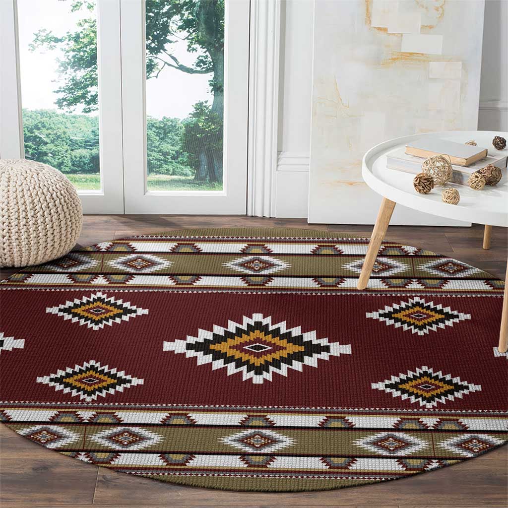 Native American Navajo Round Carpet Tribal Pattern